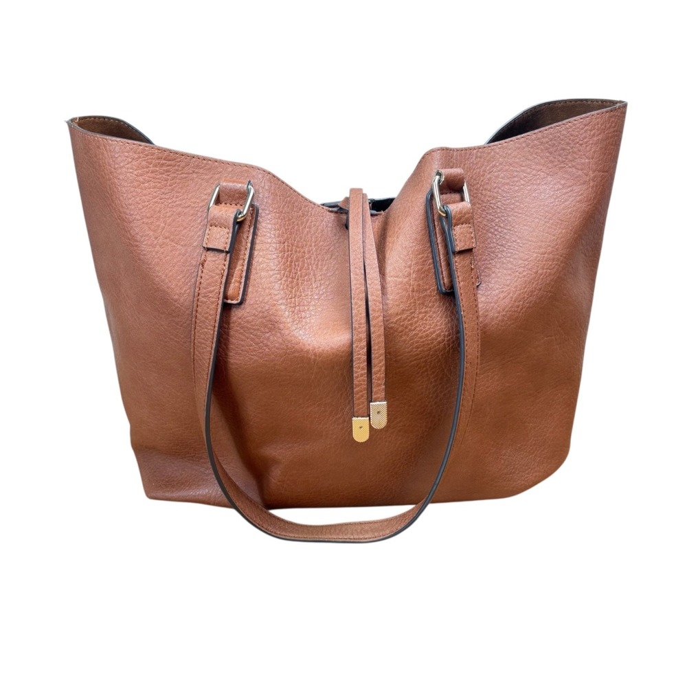 ALDO Rhardoniaa Large Pebbled Tote Plus Travel Pouch Cognac Laptop‎ Bag Lined